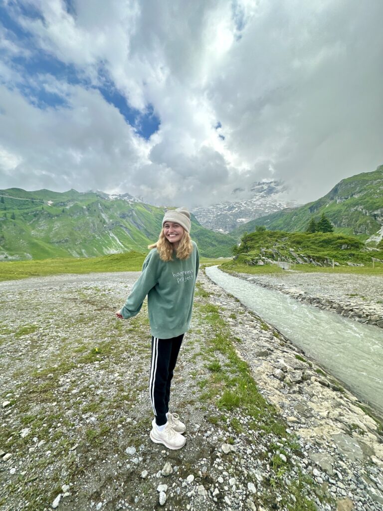 Standing in front of Mount Titlis in Switzerland.
